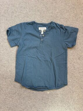 Mini Mioche Blue Short Sleeve Henley Tee for Kids
